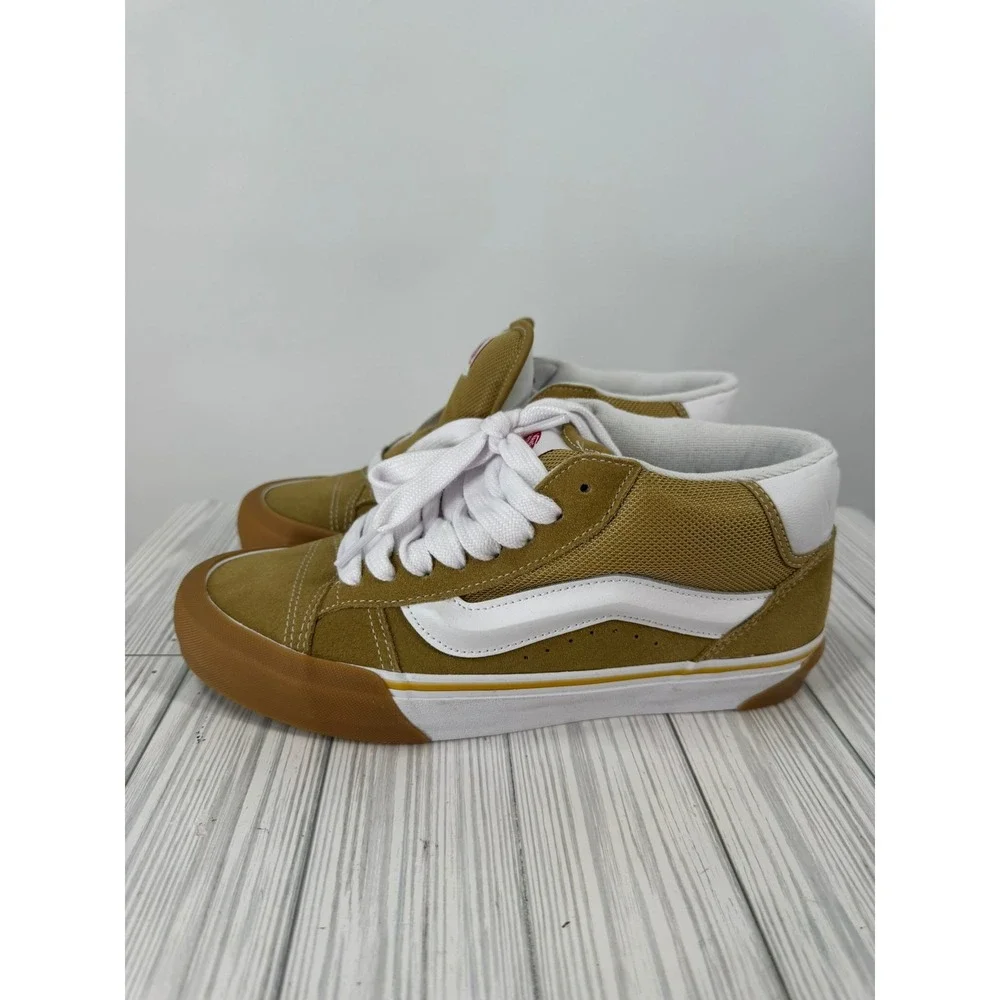 Vans Knu Skool Mega Gum Bronze White Suede Puffy Skate Shoes Mens 10 Womens 11.5
